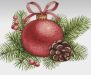 A red ornament with pine cones and pinecones

Description automatically generated