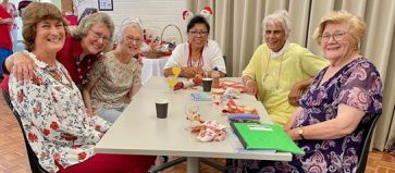 A group of women sitting at a table

Description automatically generated